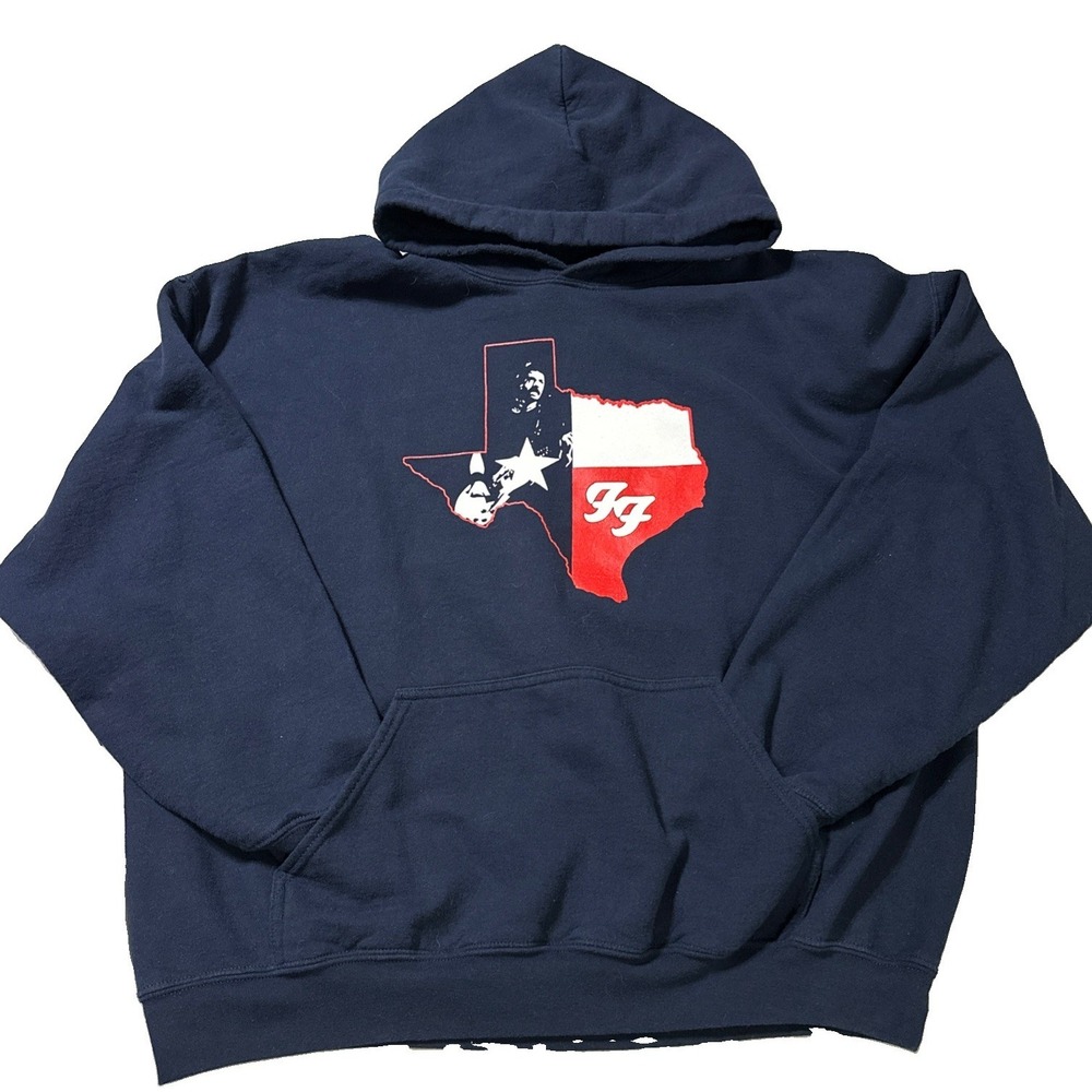 Rare Official Foo Fighters Texas Hoodie Navy - Size XLG Rock Music Merch! Gildan